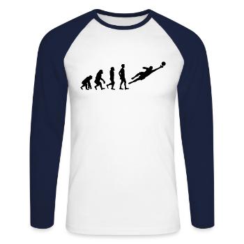 Torwart - Unisex Baseballshirt langarm - Weiß/Navy - Vorne - Nik (191cm)
