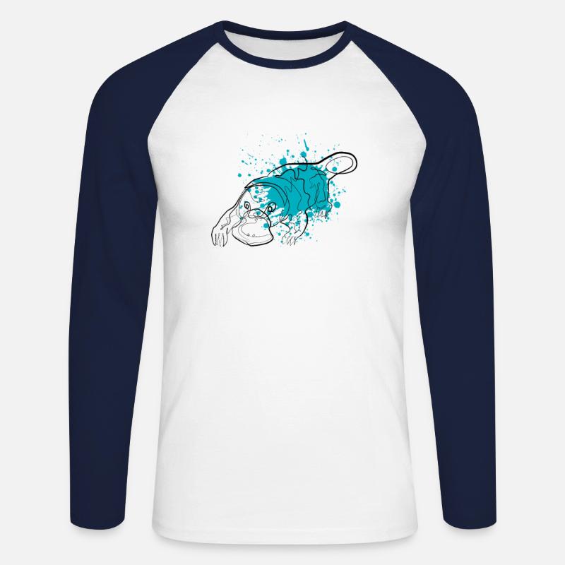 Schnabeltier - Unisex Baseballshirt langarm - Weiß/Navy