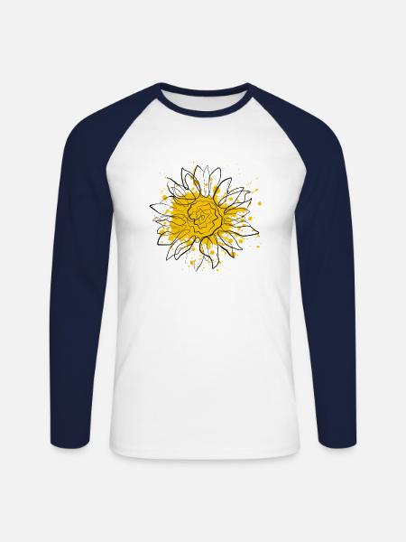 sunflower - Unisex Long Sleeve Baseball T-Shirt - white/navy