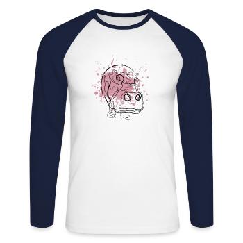 Nilpferd - Unisex Baseballshirt langarm - Weiß/Navy - Vorne - Nik (191cm)