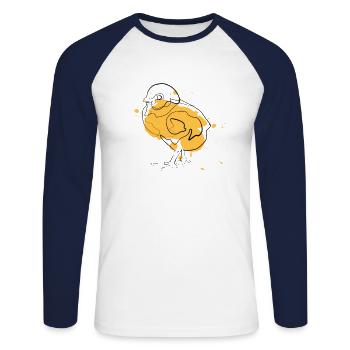 poussin - T-shirt baseball manches longues Homme - blanc/marine - Devant - Nik (191cm)