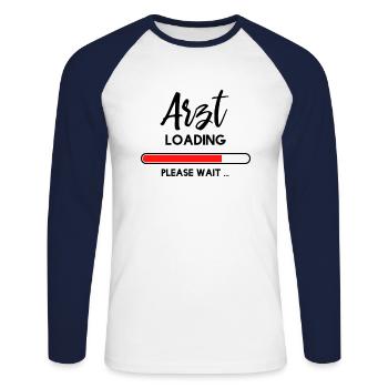Arzt loading - Medizin Studium Medizinstudent Arzt - Unisex Baseballshirt langarm - Weiß/Navy - Vorne - Nik (191cm)