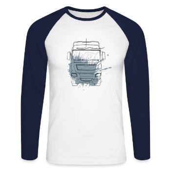 LKW - Unisex Baseballshirt langarm - Weiß/Navy - Vorne - Nik (191cm)