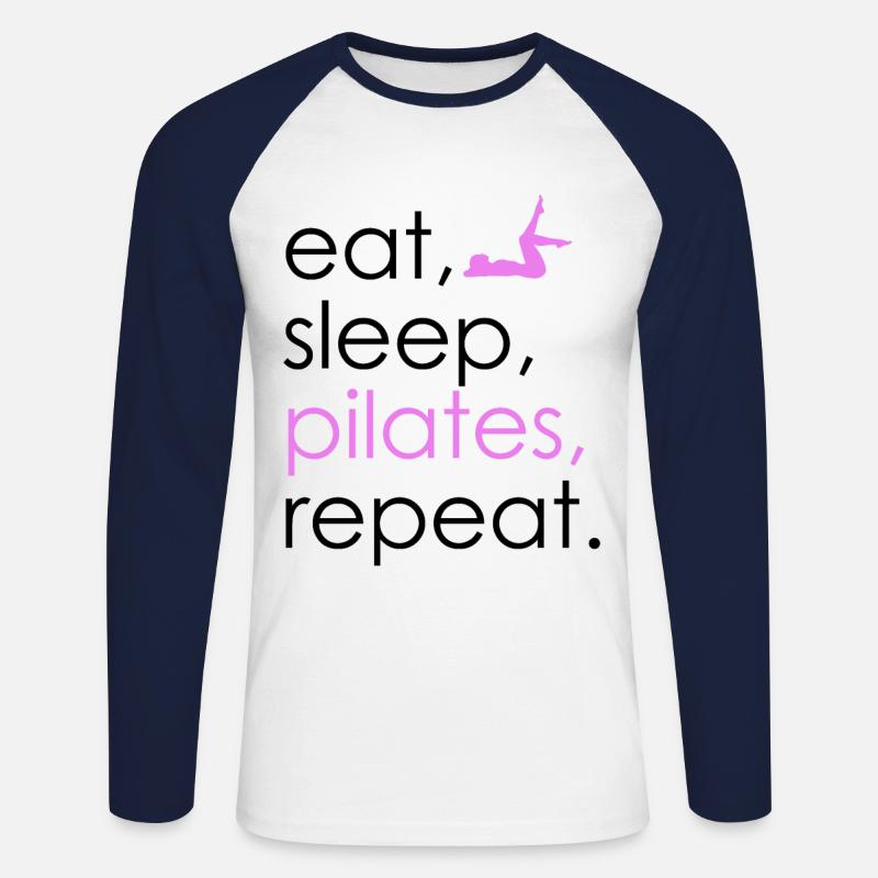 Eat Sleep Pilates Repeat - Unisex Baseballshirt langarm - Weiß/Navy