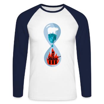 Ours polaire climat changement climatique - T-shirt baseball manches longues Homme - blanc/marine - Devant - Nik (191cm)