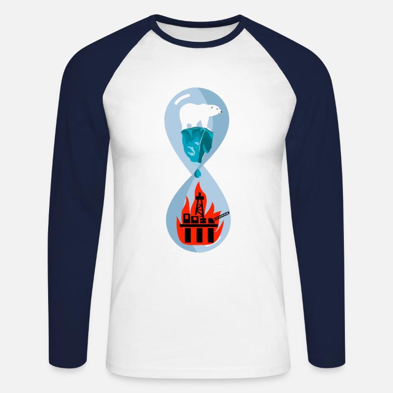 Eisbär Klima Klimawandel - Unisex Baseballshirt langarm - Weiß/Navy