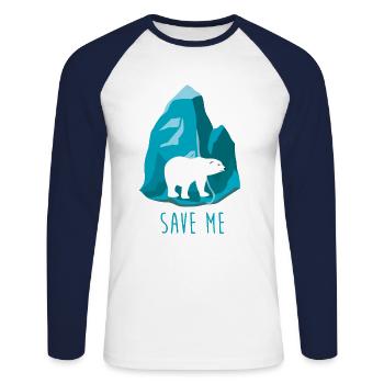 Polar bear climate change - Unisex Long Sleeve Baseball T-Shirt - white/navy - Front - Nik (191cm)