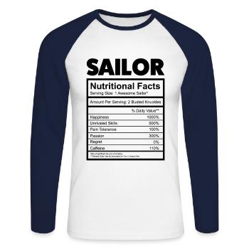 Sailor voile - T-shirt baseball manches longues Homme - blanc/marine - Devant - Nik (191cm)