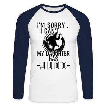 Désolé, je ne peux pas que ma fille ait du judo - T-shirt baseball manches longues Homme - blanc/marine - Devant - Nik (191cm)