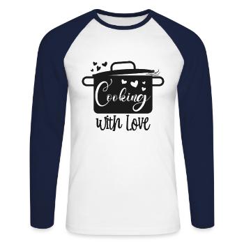 cuisine - T-shirt baseball manches longues Homme - blanc/marine - Devant - Nik (191cm)
