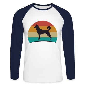 les amateurs de chiens - T-shirt baseball manches longues Homme - blanc/marine - Devant - Nik (191cm)