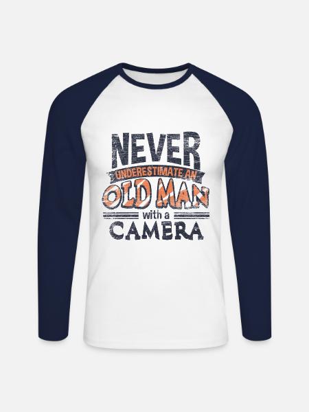Camera grandpa - Unisex Long Sleeve Baseball T-Shirt - white/navy