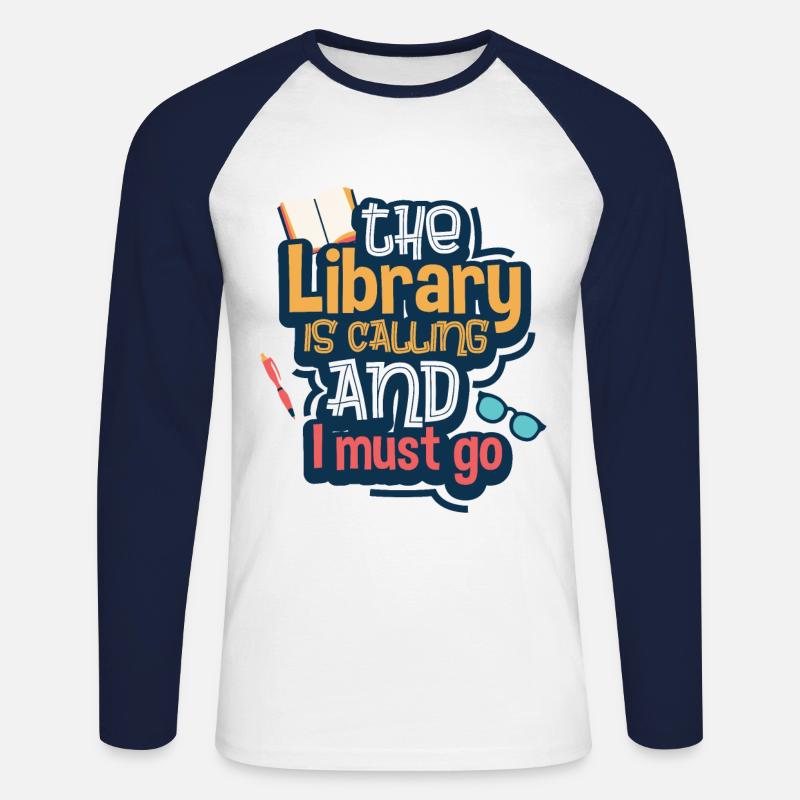 Bücher lesen - Unisex Baseballshirt langarm - Weiß/Navy