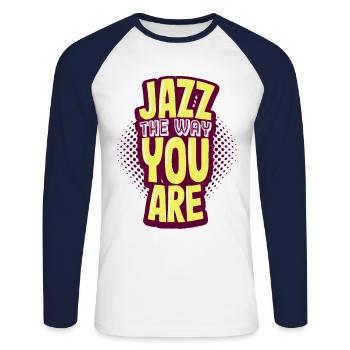jazz - T-shirt baseball manches longues Homme - blanc/marine - Devant - Nik (191cm)