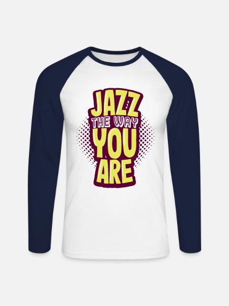 jazz - Unisex Long Sleeve Baseball T-Shirt - white/navy