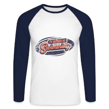 Natation - T-shirt baseball manches longues Homme - blanc/marine - Devant - Nik (191cm)