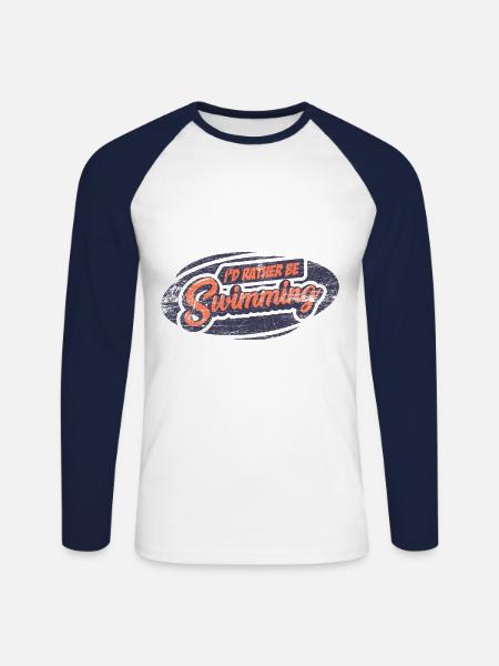 swim - Unisex Long Sleeve Baseball T-Shirt - white/navy
