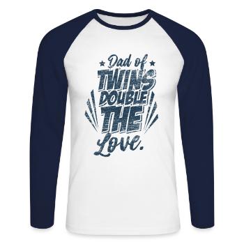 Twins dad - Unisex Long Sleeve Baseball T-Shirt - white/navy - Front - Nik (191cm)