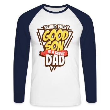 Best daddy father and son - Unisex Long Sleeve Baseball T-Shirt - white/navy - Front - Nik (191cm)