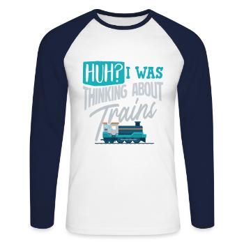 Trains railroad train - Unisex Long Sleeve Baseball T-Shirt - white/navy - Front - Nik (191cm)