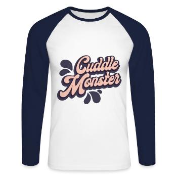 câlins - T-shirt baseball manches longues Homme - blanc/marine - Devant - Nik (191cm)