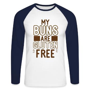 Régime sans gluten Maladie coeliaque sans gluten - T-shirt baseball manches longues Homme - blanc/marine - Devant - Nik (191cm)