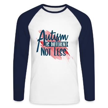 Autismus - Unisex Baseballshirt langarm - Weiß/Navy - Vorne - Nik (191cm)