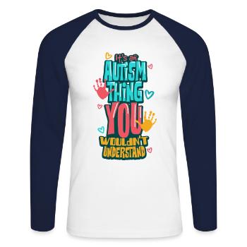 Autism autistic - Unisex Long Sleeve Baseball T-Shirt - white/navy - Front - Nik (191cm)