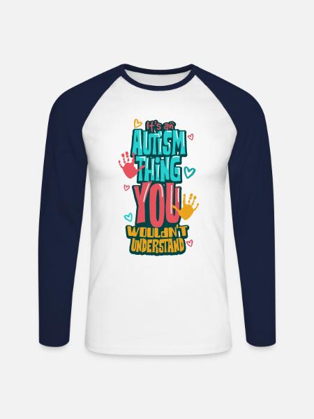 Autisme autiste - T-shirt baseball manches longues Homme - blanc/marine
