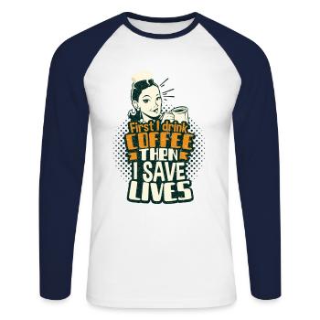 Nurse - Unisex Long Sleeve Baseball T-Shirt - white/navy - Front - Nik (191cm)