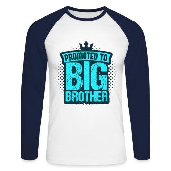 Grand frère - T-shirt baseball manches longues Homme - blanc/marine - Devant - Nik (191cm)