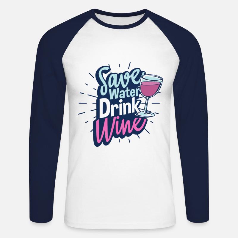 Wein - Unisex Baseballshirt langarm - Weiß/Navy