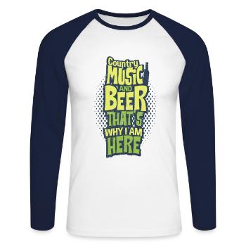 Country Music - T-shirt baseball manches longues Homme - blanc/marine - Devant - Nik (191cm)