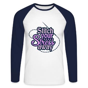 Nähen - Unisex Baseballshirt langarm - Weiß/Navy - Vorne - Nik (191cm)