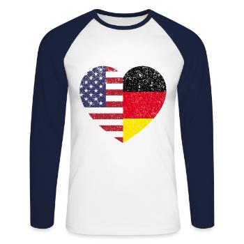 USA Germany America Flag Gift - Unisex Long Sleeve Baseball T-Shirt - white/navy - Front - Nik (191cm)