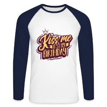 Geburtstag - Unisex Baseballshirt langarm - Weiß/Navy - Vorne - Nik (191cm)