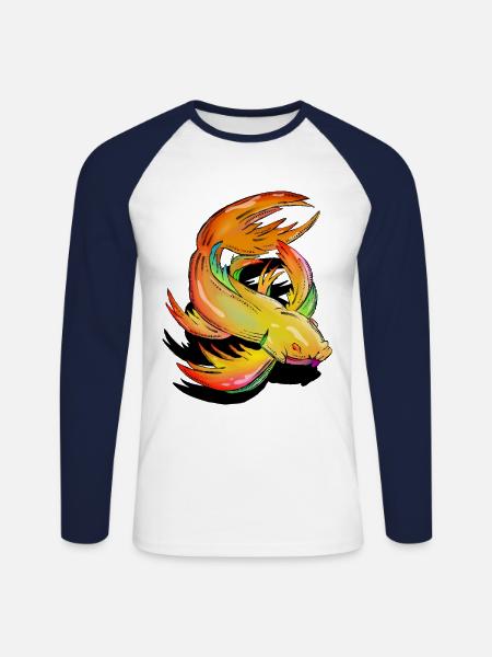 Colourful Koi Fish - Unisex Baseballshirt langarm - Weiß/Navy