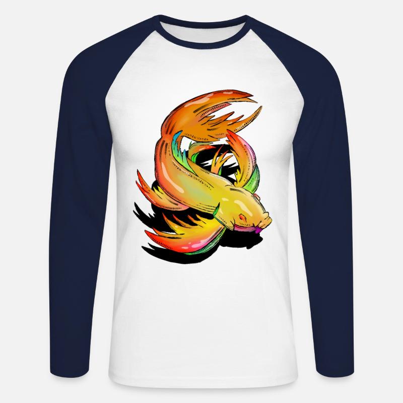 Colourful Koi Fish - Unisex Baseballshirt langarm - Weiß/Navy
