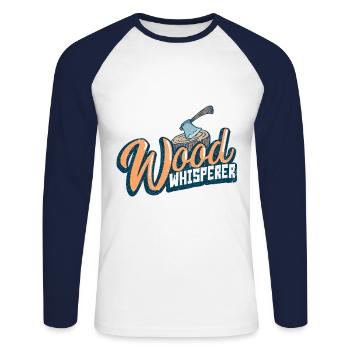 lumberjack - Unisex Long Sleeve Baseball T-Shirt - white/navy - Front - Nik (191cm)