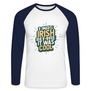 Irlandais de la Saint-Patrick - T-shirt baseball manches longues Homme - blanc/marine - Devant - Nik (191cm)
