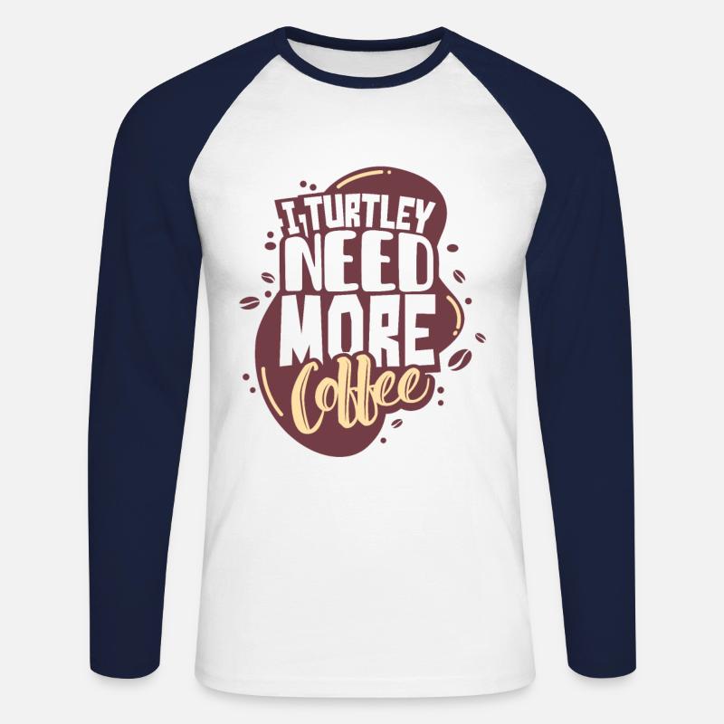 Schildkröte Kaffee - Unisex Baseballshirt langarm - Weiß/Navy