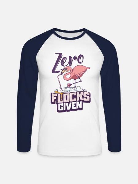 Flamingo - Unisex Baseballshirt langarm - Weiß/Navy