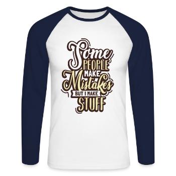Artisans - T-shirt baseball manches longues Homme - blanc/marine - Devant - Nik (191cm)
