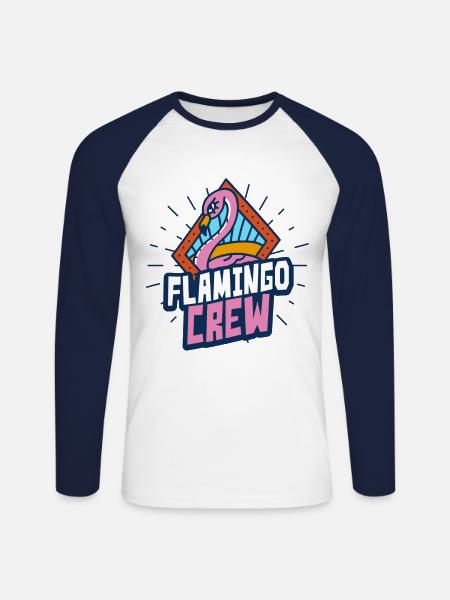 Équipe Flamingo - T-shirt baseball manches longues Homme - blanc/marine