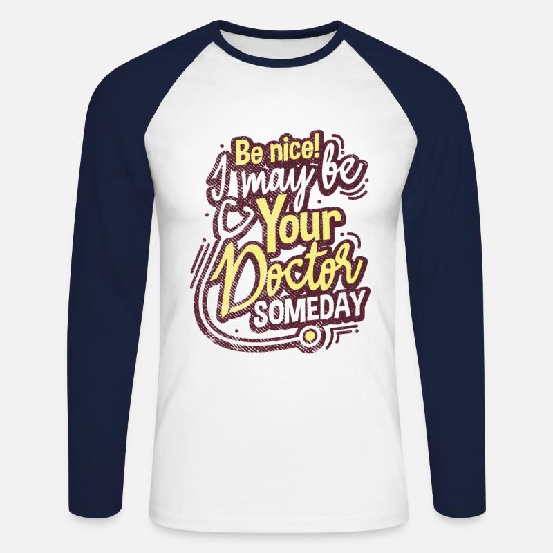 Dottoressa in medicina - Maglia da baseball a manica lunga da uomo - bianco/navy