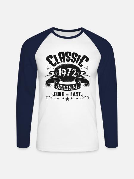 Année de naissance 1972 - T-shirt baseball manches longues Homme - blanc/marine