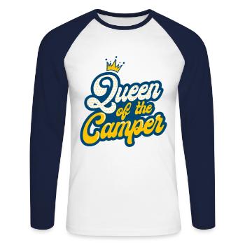 Wohnwagen Camping - Unisex Baseballshirt langarm - Weiß/Navy - Vorne - Nik (191cm)