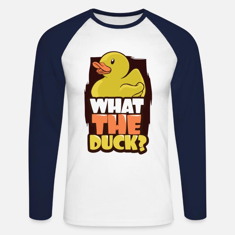 Badeente - Unisex Baseballshirt langarm - Weiß/Navy