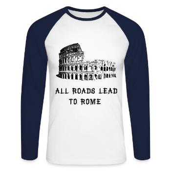 All roads lead to rome - T-shirt baseball manches longues Homme - blanc/marine - Devant - Nik (191cm)