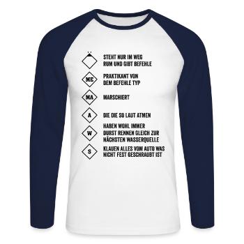 Feuerwehr Löschgruppe Geschenkidee - Unisex Baseballshirt langarm - Weiß/Navy - Vorne - Nik (191cm)